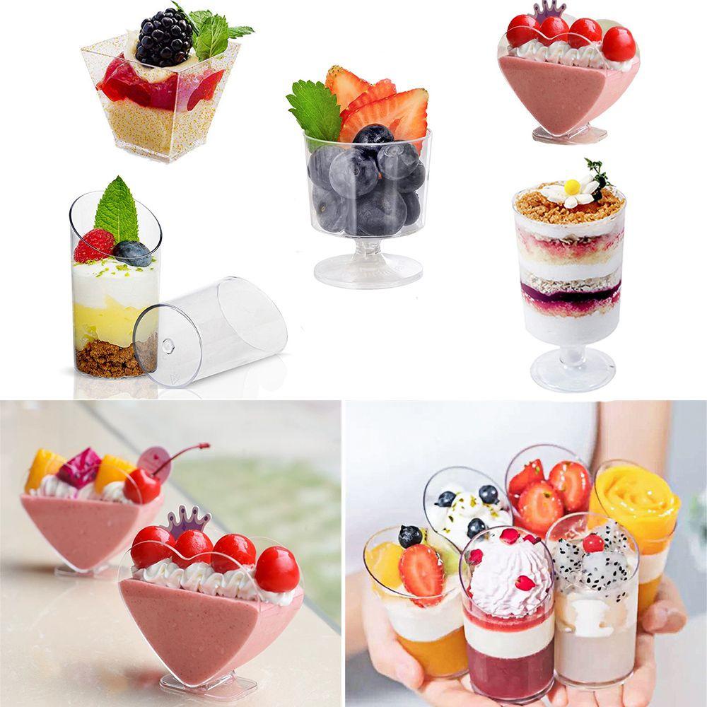 Solighter 10/20Pcs Dessert Cup Home &amp; Kitchen Wadah Trapesium Transparan Mousses