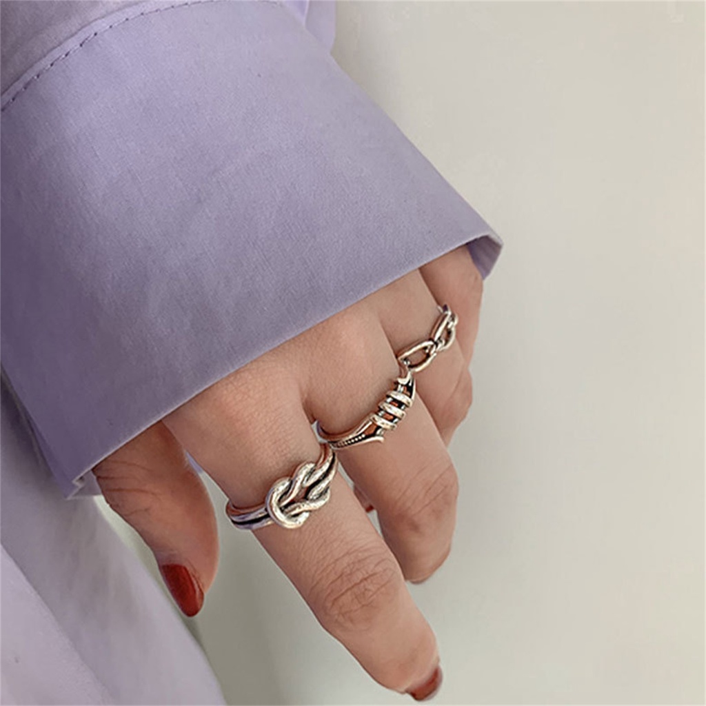 Hu Hu Hu Hu Hu Alat Bantu Pasang Kacamata♡ Cincin Lapis Silver Model Terbuka Dapat Disesuaikan Tahan Pudar Untuk Wanita