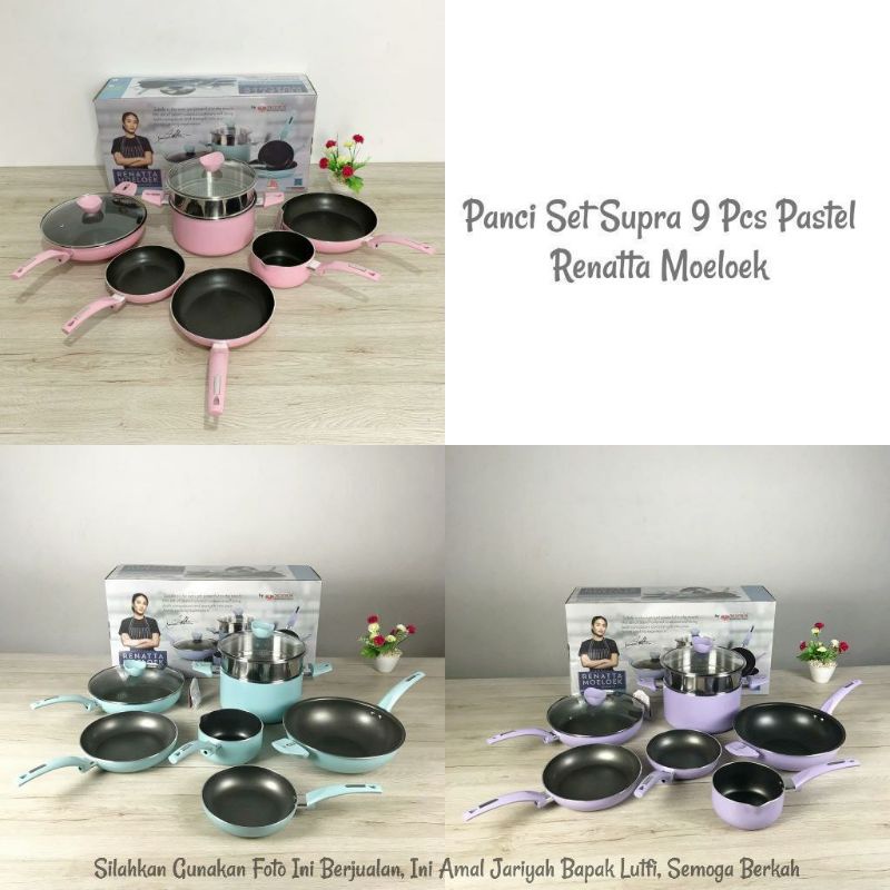 Panci Set Supra 9 pcs pastel Renata Moeloek tebal