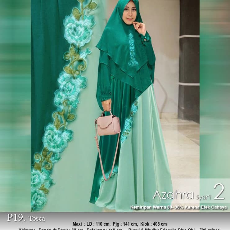 SMARTDN Terbaru Laris gamis azahra syari tosca baju muslim pesta mewah ceruti xl Murah