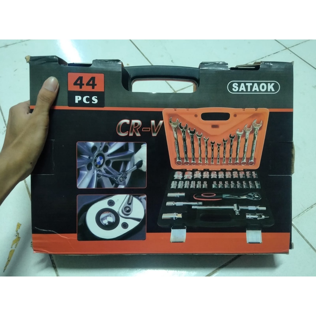 Kunci Shock / Sok Set 44 Pcs YUKIDO 44 PC Set Socket (1/4 &quot;) Full Lengkap Socket Tool Kit Pas Ring Motor Mobil Kunci Socket Wrench Pas Sok Shock Sock Set 44 Pc Spanner