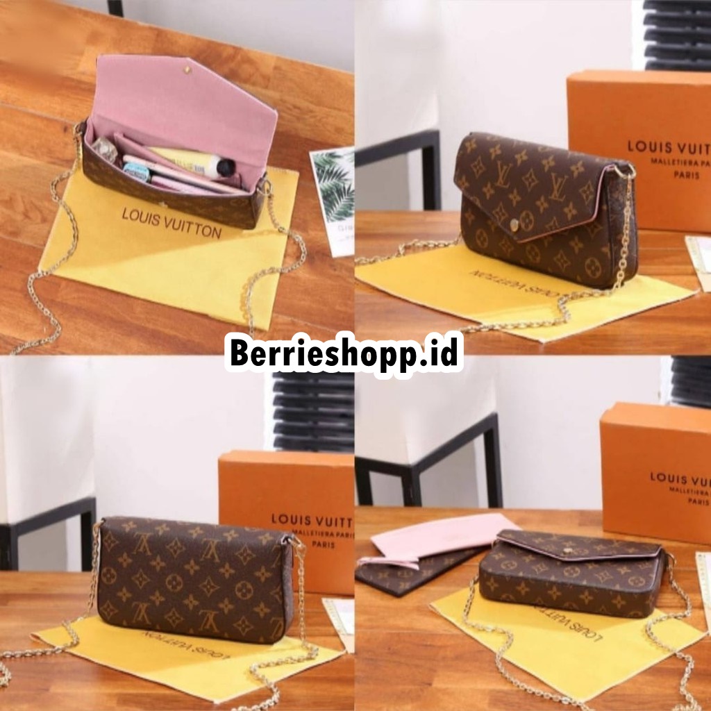 A44- LV Pochette Felicie 2581 (Free Box+invoice) LV Pochette Felici (Free Box+invoice) tas rantai sl