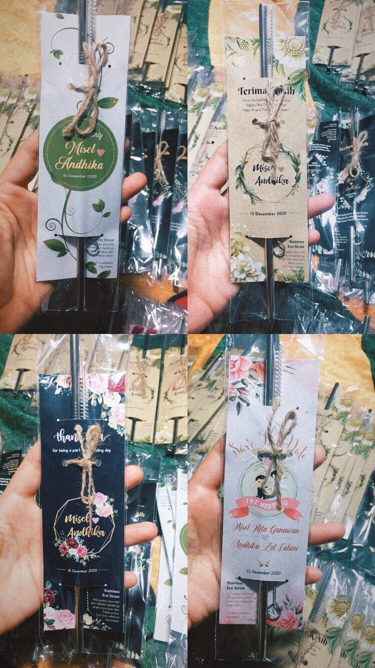 Souvenir Pernikahan Sedotan Stainless Steel Ramah Lingkungan