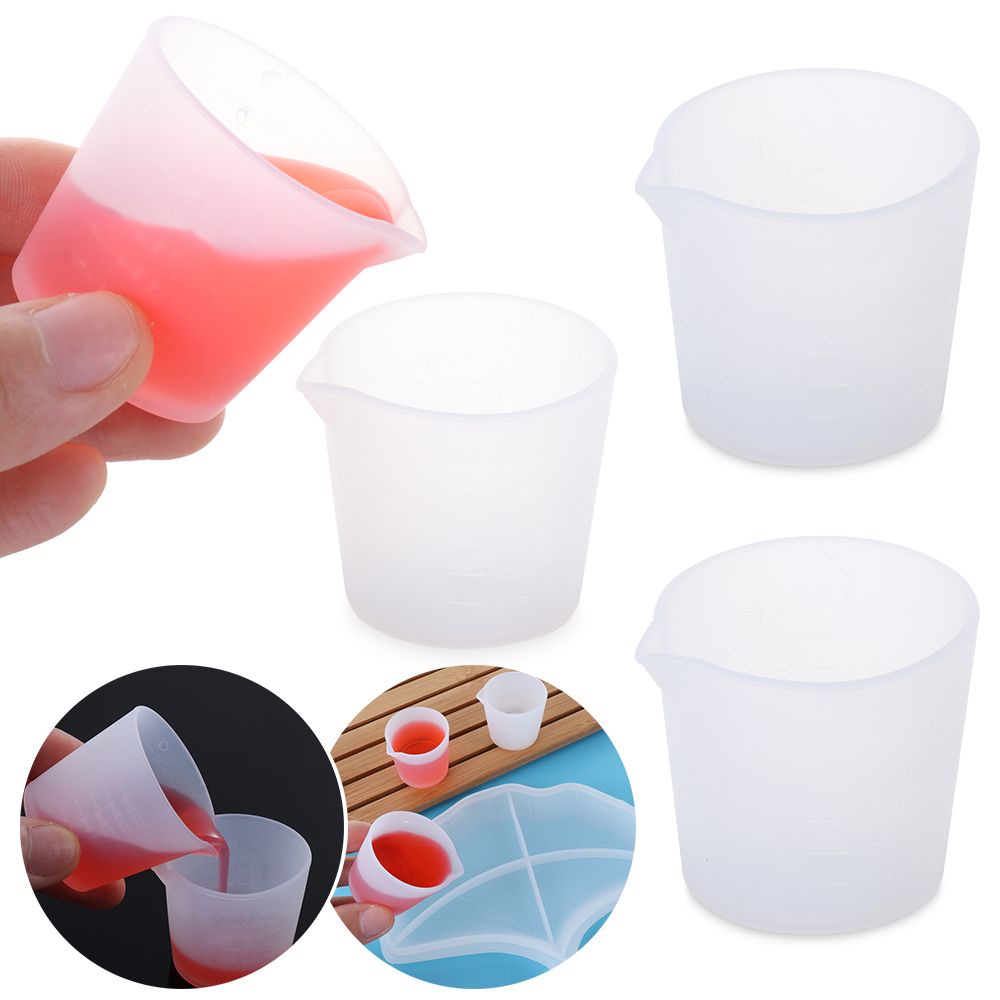 1 / 3 Pcs Gelas Ukur Bahan Silikon Reusable Ukuran 30ml Untuk Membuat Perhiasan