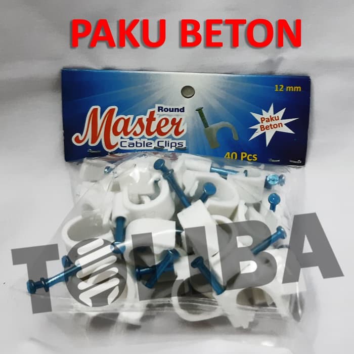 klem kabel 12mm 12 mm paku beton / Round cable clips