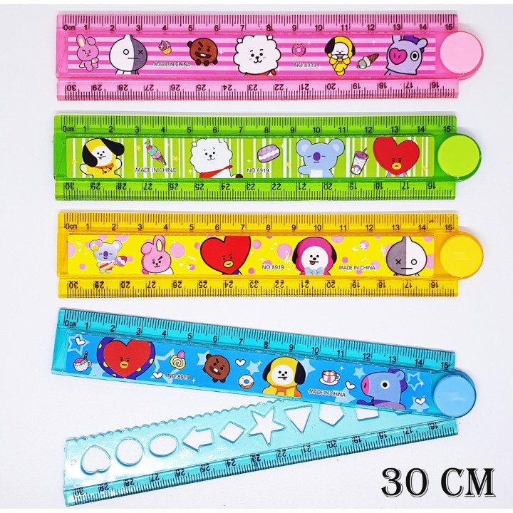 

PENGGARIS KARAKTER BTS LUCU 15CM LURUS / 30CM LIPAT RULER MISTAR BTS KD55