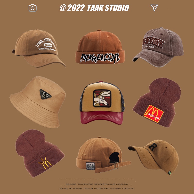 Topi baseball Warna Coklat Gaya vintage Untuk Musim Panas