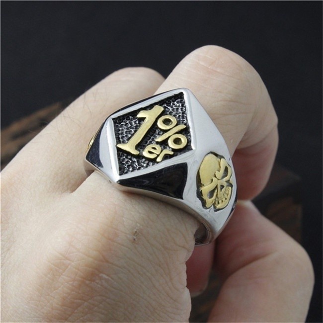 SEUSUK  Cincin Vintage Punk Desain Tengkorak Bahan Stainless Steel untuk Pria