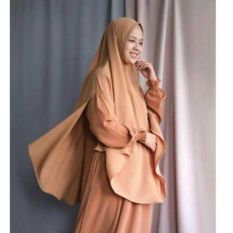 Produk melimpa || PFLGR Khimar Syari, Belah Tangan Kerudung Jumbo Pet Antem Wolfis Jilbab Lobang / B