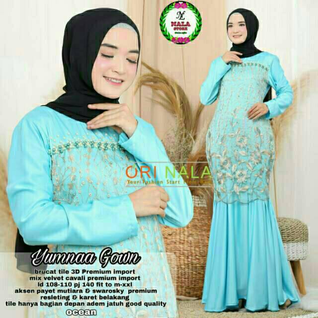 Yumnna mermaid gown by ori Nala LD108-110 mat brukat tile mix velvet