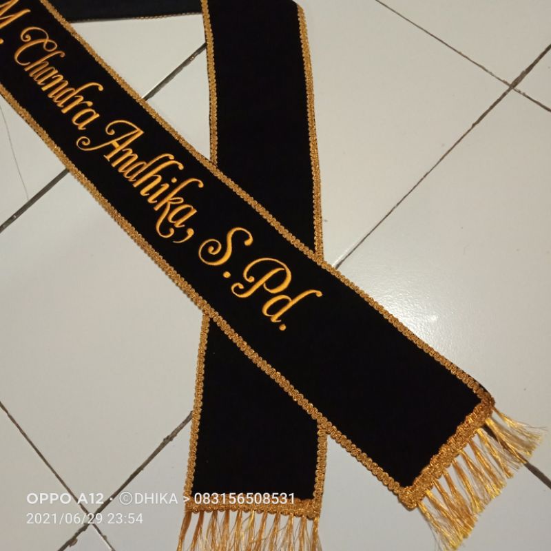 Selempang wisuda bordir rumbai pake lapisan Furing-2