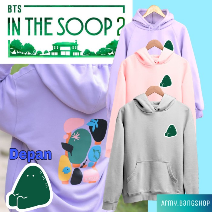 Jaket Hoodie Bts In The Soop 2 Print Depan Lengan Panjang Wanita Tebal - Hitam, M Diskon