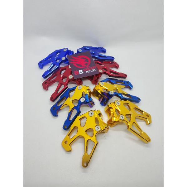 Standhook Tutup Anting Setelan Rantai Motor Full CNC Twotone Biru Merah dan Kuning