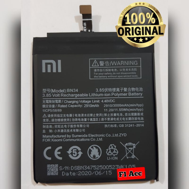 Baterai Batre Xiaomi Redmi 5A BN34 ORIGINAL Baterai Xiaomi Redmi 5A Bn34