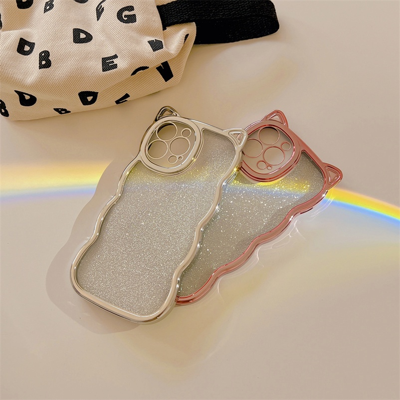 Soft Case Silikon TPU Desain Telinga Kucing Untuk iPhone 13 12 11 Pro Max X Xr Xs Max SE 2020 8 7 Plus