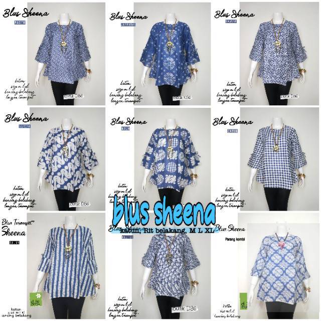 Blus Sheena atasan  baju batik  wanita  abg Shopee  Indonesia