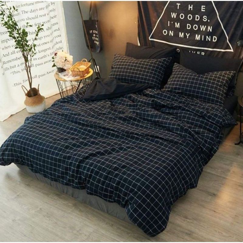 SPREI SET Bisa COD/bayar ditempat/Gratis Ongkir | SPREI KOTAK SEPRAI HOMEMADE SEPREI MOTIF POLOS EMBOS 120,160,180 (2sarban+2sargul) || SEPREI ANTI GESER Katun Premium  / Sprei Single Aesthetic Monochrome kotak hitam dan kotak putih Sprei sudut karet