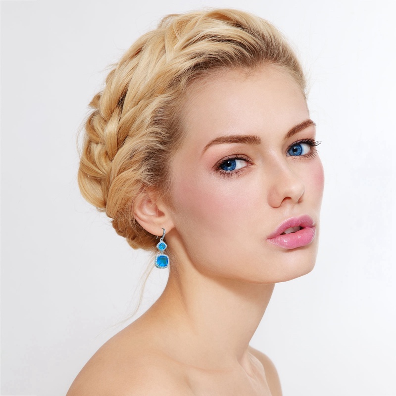 Anting Tusuk Gantung Panjang Minimalis Hias Kristal Cubic Zircon Bulat Untuk Wanita