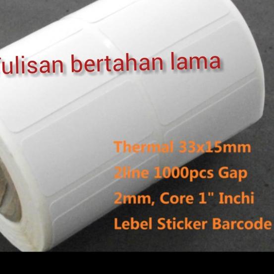 

➾ 33x15mm 2line 1000pcs Gap core 1",direct thermal sticker bare ✲