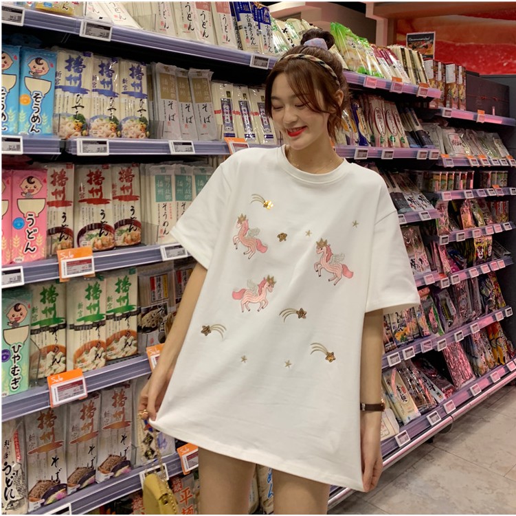 T-shirt Fashion Kaos Katun Ukuran Besar Kaos Wanita Big Size Kaos Santai Korean Style Cotton Casual