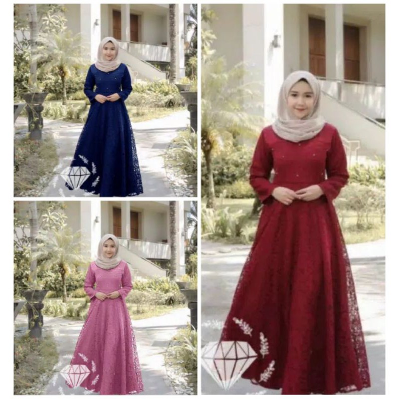 Dress muslim jumbo maxi dress brukat gamis brukat terbaru dress muslim premium fashion muslim wanita