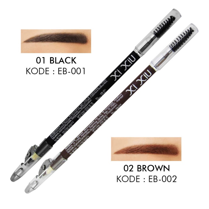 XI XIU Eyebrow Pencil | Black | Brown | Xixiu Pensil Alis Hitam | Coklat | Eye Brow 2in1