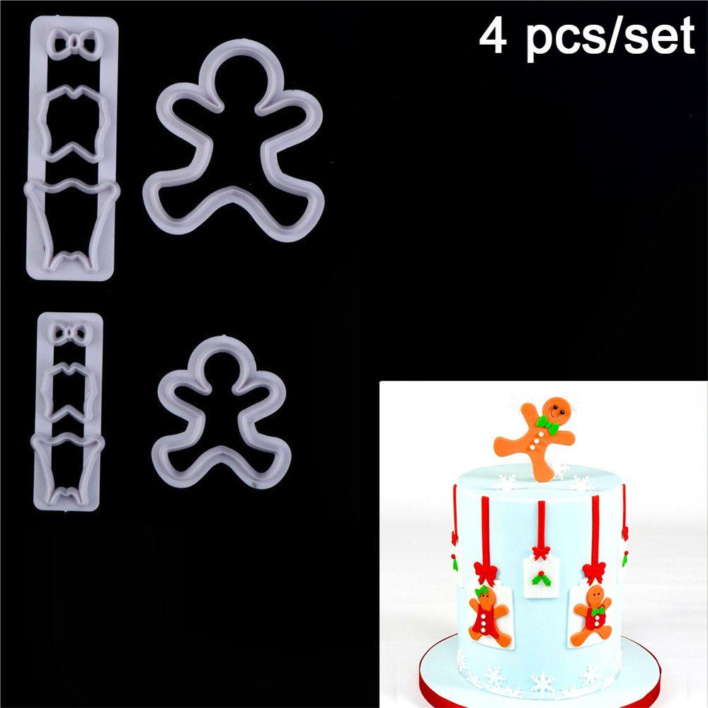 Populer 4pcs /set Icing Cutter DIY Dekorasi Sugarcraft Alat Baking Orang Gingerbread