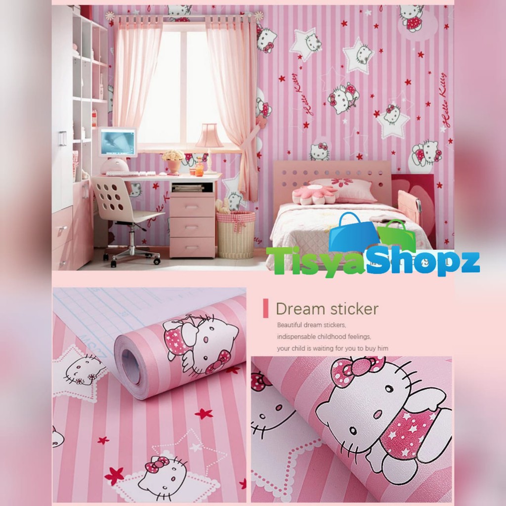  WALLPAPER  STIKER DINDING  HIASAN DINDING  HELLO  KITTY  