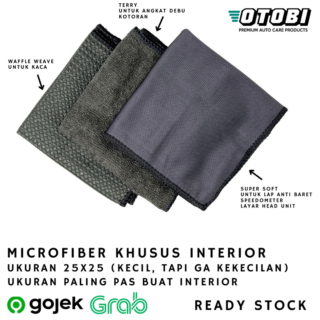 Microfiber Khusus Interior 25x25 Waffle Weave Terry Soft Lap Pembersih