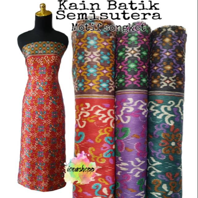 Kain Batik Semisutera Motif Songket Lebar 115cm / Kain Batik Meteran