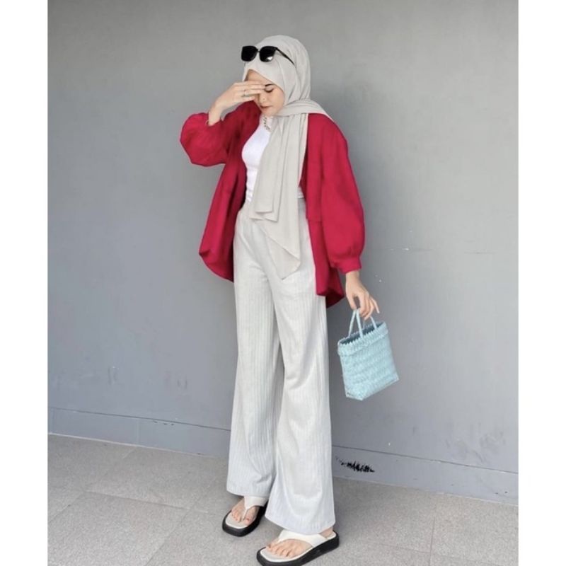 Celana Murah Berkualitas Kulot Knit Premium - Long Cullote Meera Pants - Korean Loose - ada katong nya