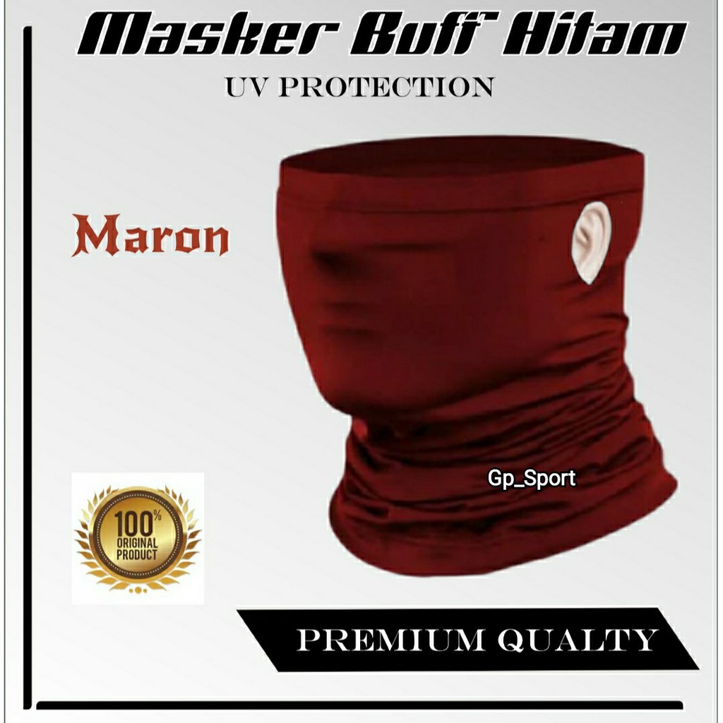 Masker Buff Bandana Pria Pengendara Motor Maroon Polos Tebal Premium