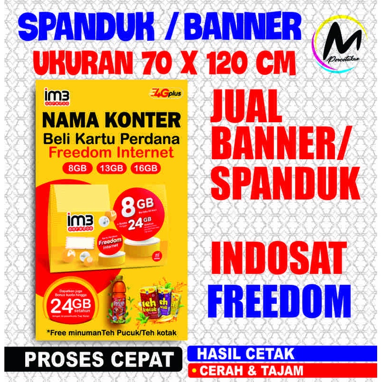 Cetak Banner Konter Spanduk Indosat - Ukuran 70x120 Cm