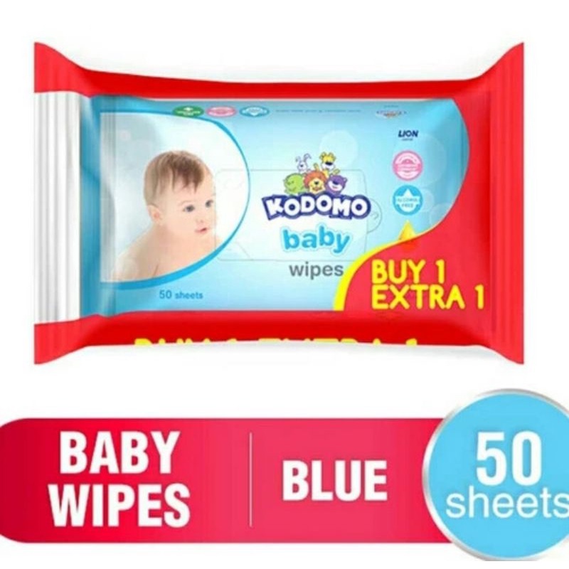 Kodomo Baby Wipes 50s + 50s Buy 1 Get 1 - Kodomo Tissue Basah Bayi - Kodomo Wipe - Tisu Basah Bayi