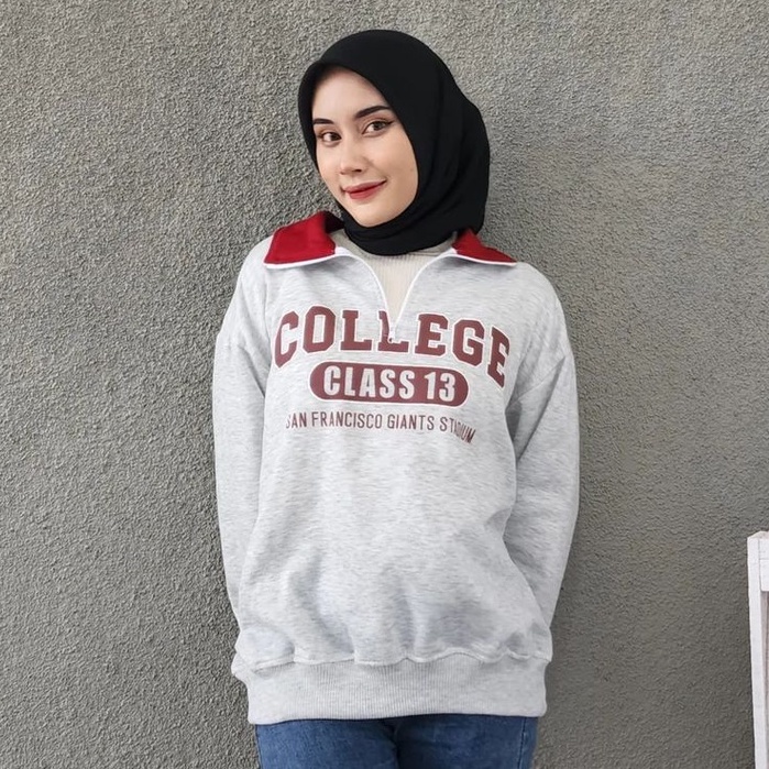 Public - Maroon College Collar Sweater - Collar Sweater Wanita