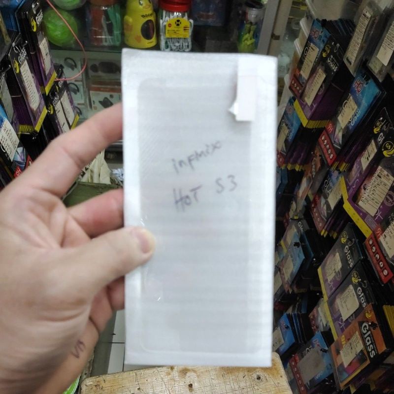 INFINIX HOT S3 X573 softcase silikon karet hitam dan GLASS KACA BENING mantap murah