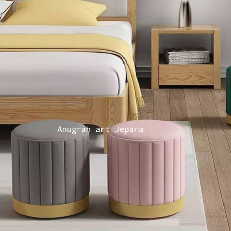stool bulat unik bahan kain bludru premium sofa kecil sofa stool kursi rias