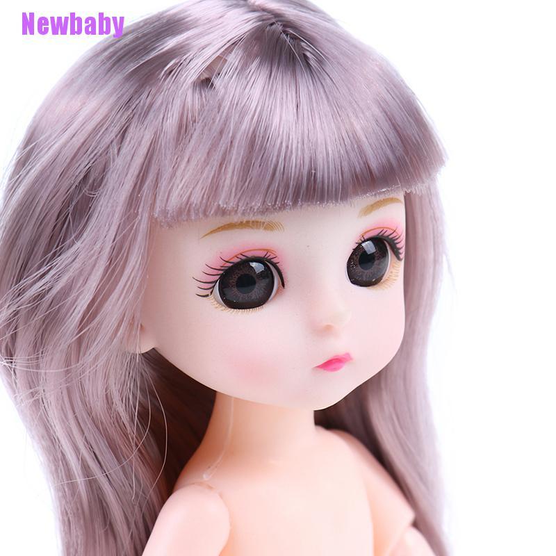 (Newbaby) Mainan Boneka Bayi Mini 13 Dengan Rambut Pink / Silver Ukuran 16cm Naked