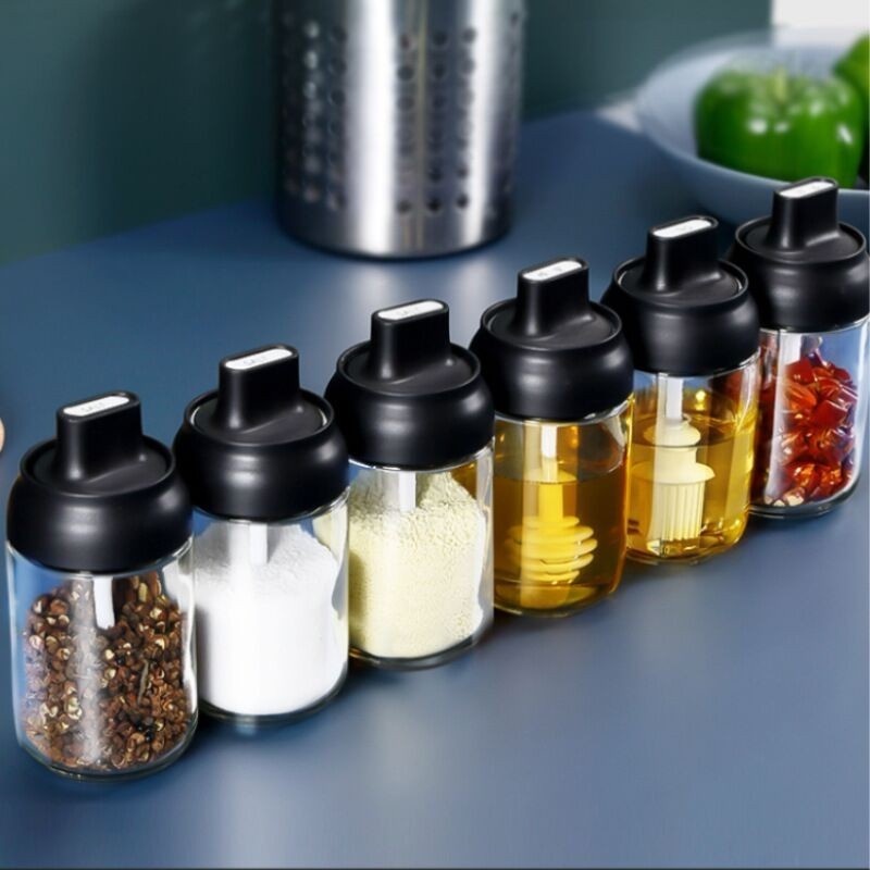 ALAT BOTOL KACA UNTUK MENYIMPAN BUMBU / MINYAK / MADU / REMPAH-REMPAH IDEA BOX KITCHEN SEASONING POT VA274