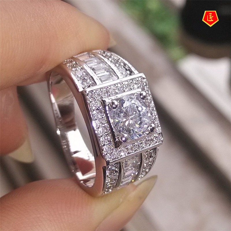 [Ready Stock]Fashion New 18K Platinum Diamond Ring Fashion