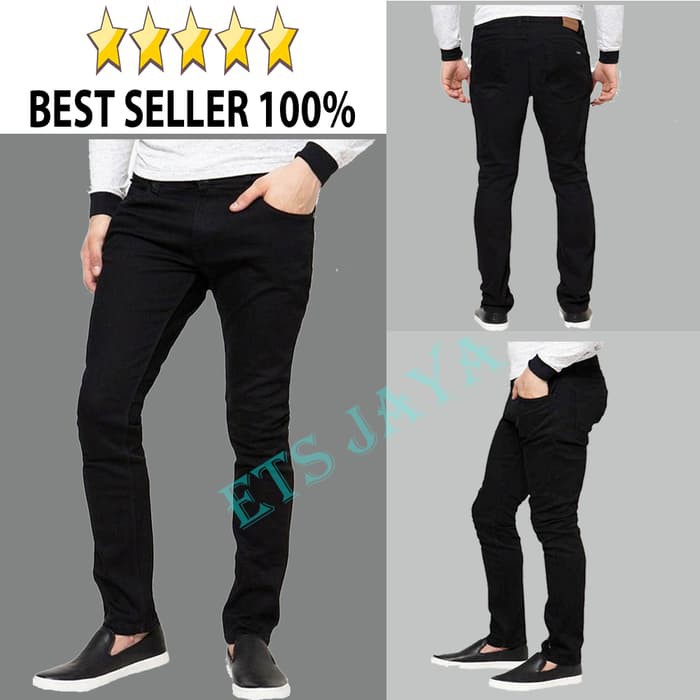 Super Murah celana jeans hitam skinny / slimfit panjang pria - DC - Levis - Lois -