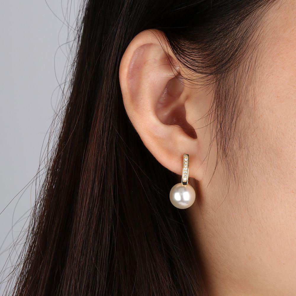 Anting Hoop LILY Hadiah Zircon Mengkilap Isi Emas 18K