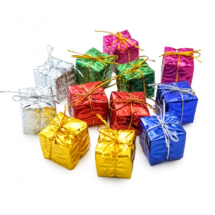 Hiasan Natal Kado Warna Warni Kecil isi 12 aksesoris pohon natal pernak pernik pohon natal hiasan po