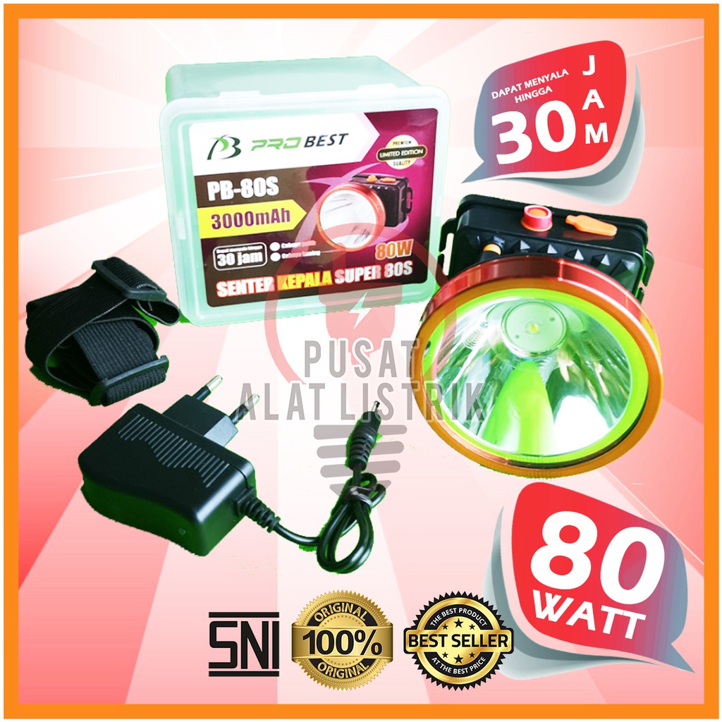 SENTER KEPALA 80 WATT 80W 80WATT 80 W AWET TERANG CAHAYA KUNING / PUTIH PROBEST