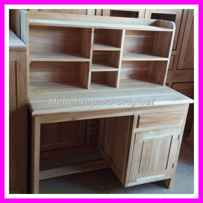 Meja Belajar Anak Kayu Jati - Meja Kerja Minimalis Jati Jepara Mentah Murah