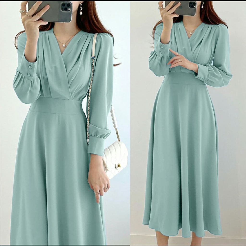 [HNFK] Dress Glamola / Dress Wanita / Dress Panjang Korea / Pakaian Wanita / Dres / Dress Kondangan / Dress Korean Style