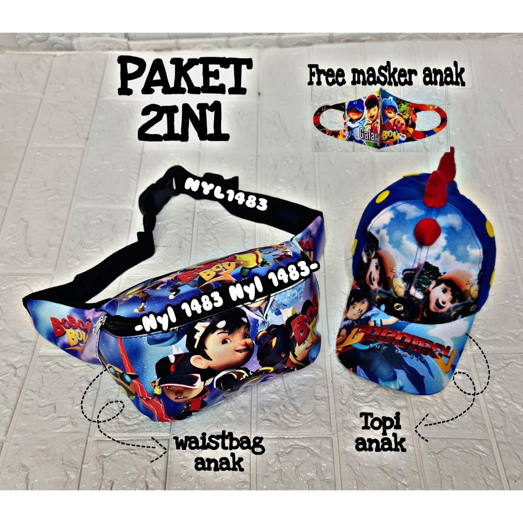 KSO_BAG - Tas Selempang WaistBag Anak Laki-Laki 2In1 Terbaru 2021 Motif Carakter SUPER HERO Termurah