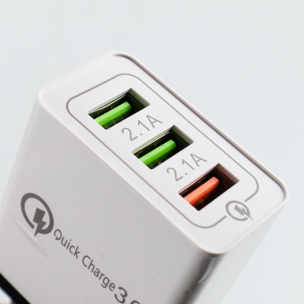 Kepala Charger HP USB 3 Port Qualcomm QC 3.0 EU Plug - Black - Hitam/charger/kepala charger fast charger/kabel charger iphone/kabel charger fast charging/charger hp/kabel charger/kabel charger type c/kabel/kabel charge type c/adaptor charger fast charging
