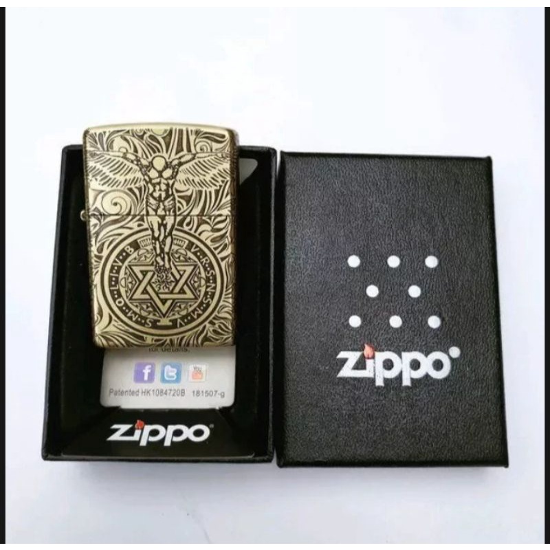 KOREK API ZIPPO ORIGINAL MADE IN USA GOLD  GUARDIAN ANGEL/MANCIS UNIK ZIPPO GOLD malikat