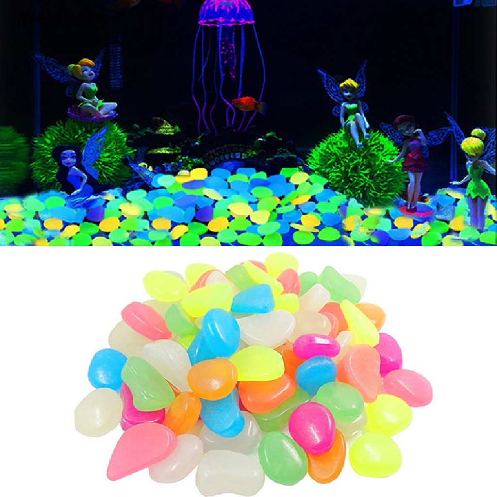 20pcs Batu Kerikil Luminous Glow In The Dark Untuk Dekorasi Akuarium Ikan